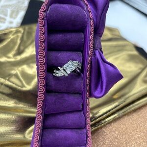 Diamonique Bypass Princess Ring, ss/rhodium, sz 6, just gently worn